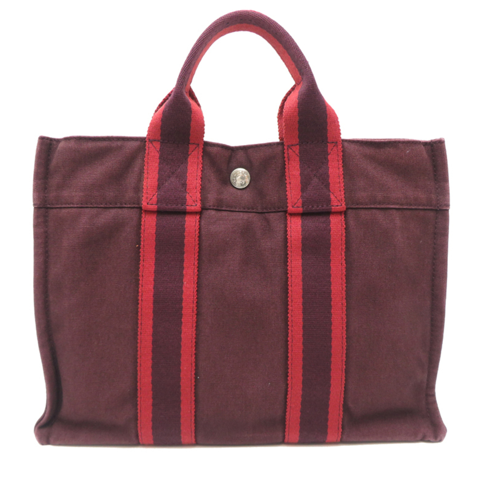 Hermes Fourre-Tout PM Women's/Men's Tote Bag, Canvas, Wine Red - Picture 2 of 10
